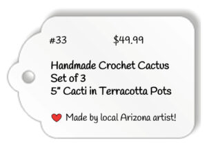 Antique Booth Price Tags - Handmade Crochet Cacti